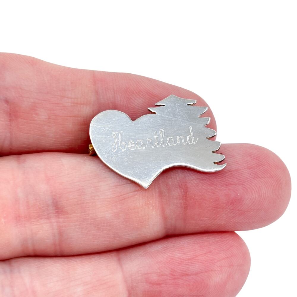 Vintage Sterling Silver 925 Heart Tree Heartland Pin Brooch